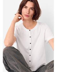Whistles - Round Neck Button Up Tee - Lyst