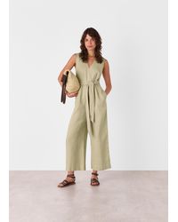 Whistles - Belted Seamed Linen Jumpsuit - Lyst