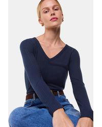 Whistles - Diagonal Rib V Neck Top - Lyst