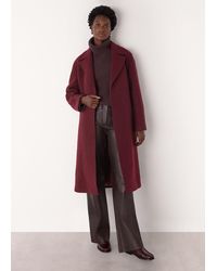 Whistles - Long Belted Wool Coat - Lyst