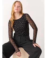 Whistles - Spot Print Mesh Jersey Top - Lyst