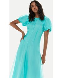 Whistles - Organza Silk Puff Sleeve Dress - Lyst