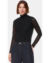 Whistles - Checked Flocked Mesh Top - Lyst