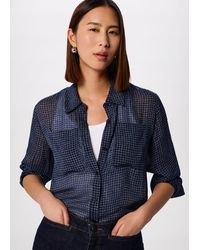 Whistles - Grid Print Sheer Shirt - Lyst
