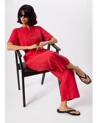 Whistles - Fiona Linen Button Jumpsuit - Lyst