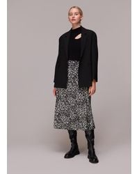 Whistles - Shadow Leopard Bias Cut Skirt - Lyst