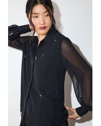 Whistles - Diamante Embellished Sheer Shirt - Lyst