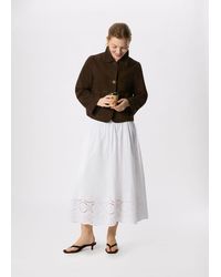 Whistles - Broderie Cotton Midi Skirt - Lyst