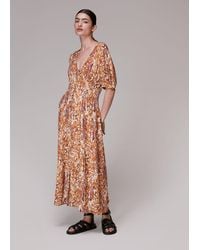 Whistles - Marble Print Silk Midi Dress - Lyst