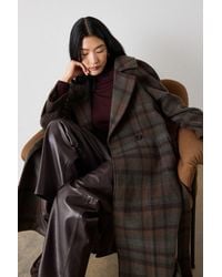 Whistles - Funnel Neck Check Coat - Lyst
