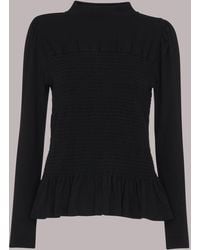 Whistles - Shirred High Neck Top - Lyst