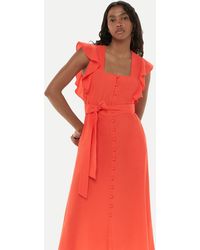 Whistles - Sophie Frill Sleeve Midi Dress - Lyst