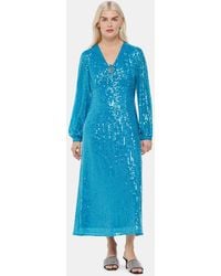 Whistles - Petite Sequin Keyhole Midi Dress - Lyst