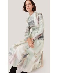 Whistles - Silk Horse Print Midi Dress - Lyst