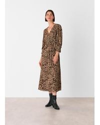 Whistles - Jungle Cheetah Shirred Dress - Lyst