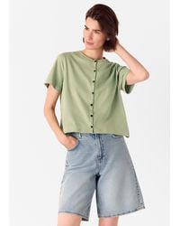 Whistles - Round Neck Button Up Tee - Lyst