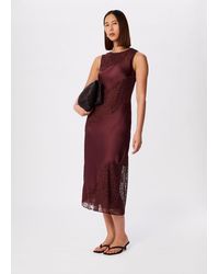 Whistles - Lace Insert Midi Dress - Lyst