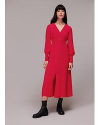Whistles - Ilana Shirred Midi Dress - Lyst