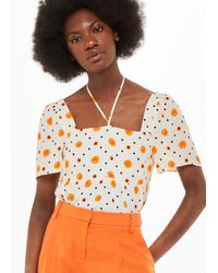 Whistles - Flower Diamond Tie Detail Top - Lyst
