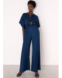 Whistles - Satin Short Sleeve Jumpsuit - Lyst