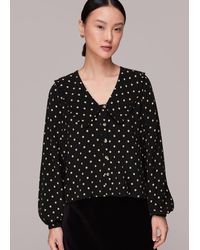 Whistles - Spot Print Collar Top - Lyst