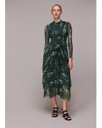 Whistles - Night Cat Pleated Mesh Dress - Lyst