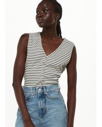 Whistles - Button Up Stripe Rib Tank - Lyst