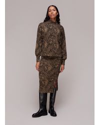 Whistles - Animal Jacquard High Neck Top - Lyst