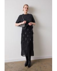 Whistles - Fringe Sequin Organza Skirt - Lyst
