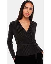 Whistles - Velvet Stripe Wrap Cardigan - Lyst