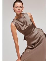 Whistles - Cowl Neck Satin Maxi Dress - Lyst