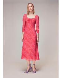 Whistles - Diagonal Leopard Midi Dress - Lyst