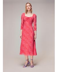 Whistles - Diagonal Leopard Midi Dress - Lyst
