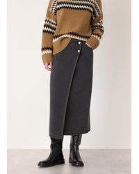 Whistles - Denim Button Wrap Midi Skirt - Lyst