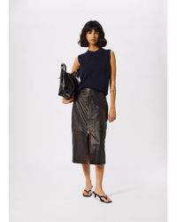 Whistles - Zip Front Leather Pencil Skirt - Lyst