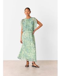 Whistles - Petite Dashed Brush Marks Midi Dress - Lyst