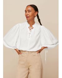 Whistles - Tie Neck Detail Blouse - Lyst
