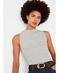 Whistles - Stripe High Neck Rib Tee - Lyst