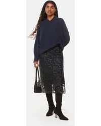 Whistles - Petite Floral Sequin Midi Skirt - Lyst