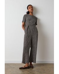Whistles - Petite Check Short Sleeve Jumpsuit - Lyst