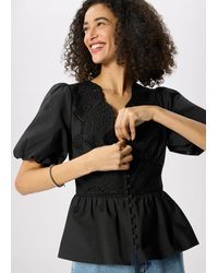 Whistles - Cotton Broderie V Neck Blouse - Lyst