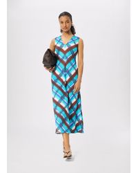 Whistles - Petite Checked V Neck Textured Dress - Lyst