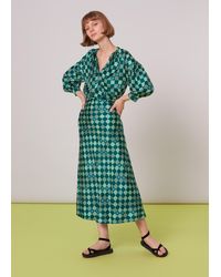 Whistles - Silk Checkerboard Bias Skirt - Lyst
