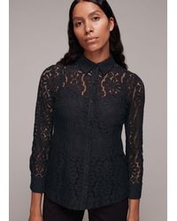 Whistles - Longline Lace Detail Shirt - Lyst