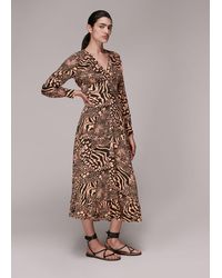 Whistles - Patchwork Animal Midi Dress - Lyst