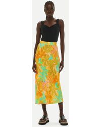 Whistles - Palm Floral Side Button Skirt - Lyst