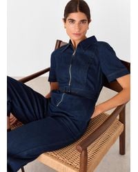 Whistles - Pintuck Belted Jumpsuit - Lyst