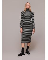 Whistles - Stripe Midi Knit Dress - Lyst