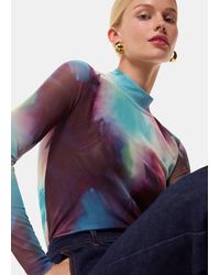 Whistles - Oil Paint Print Mesh Top - Lyst