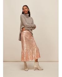 Whistles - Sequin High Waisted Midi Skirt - Lyst